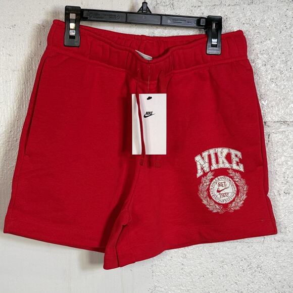 Nike Women's Club Fleece Mid-Rise Pull-on Shorts, University Red XS $55 - Picture 1 of 9